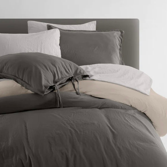 Set de Funda de Duvet Microfibra Stone-wash Doble-vista