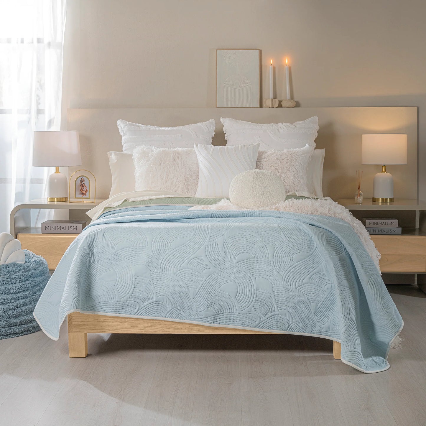 Quilt Mint/Lt. Blue doble-vista